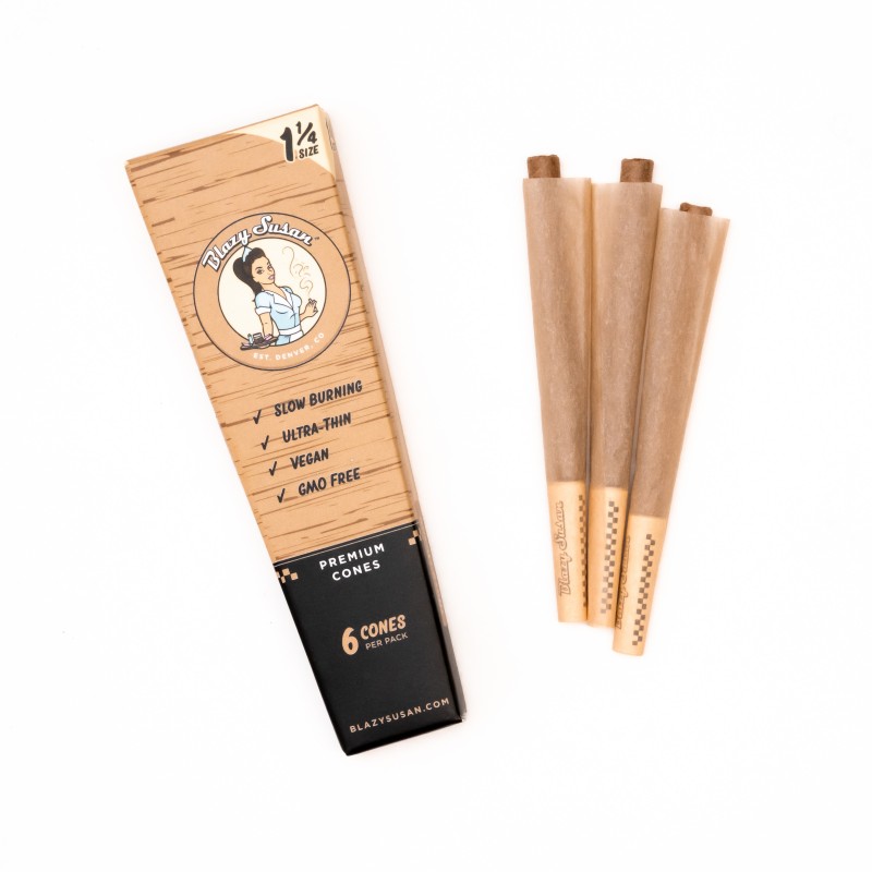 Blazy Susan 6 Pack Unbleached Cones Display Box, thc, , dry herb